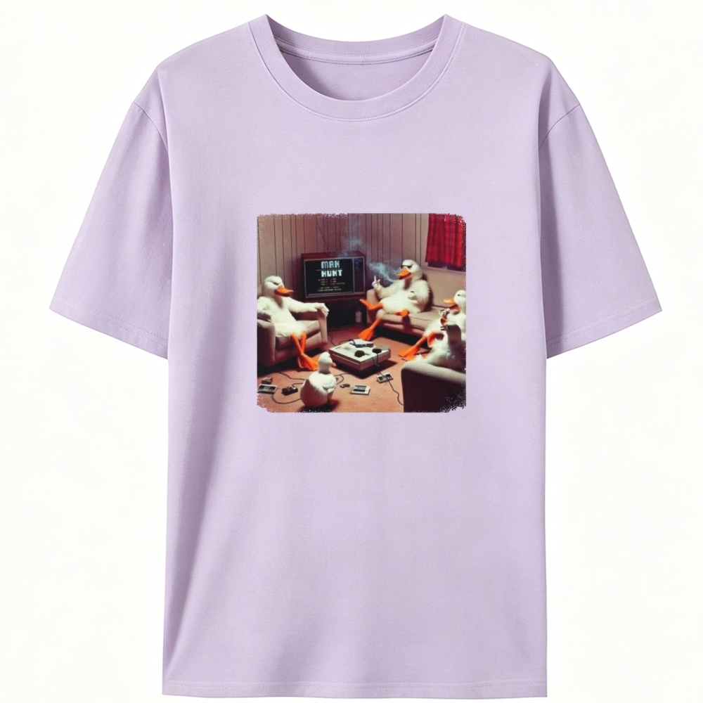 "Manhunt" Retro Gaming Ducks Designed for Women - Slim Fit Cotton Tee