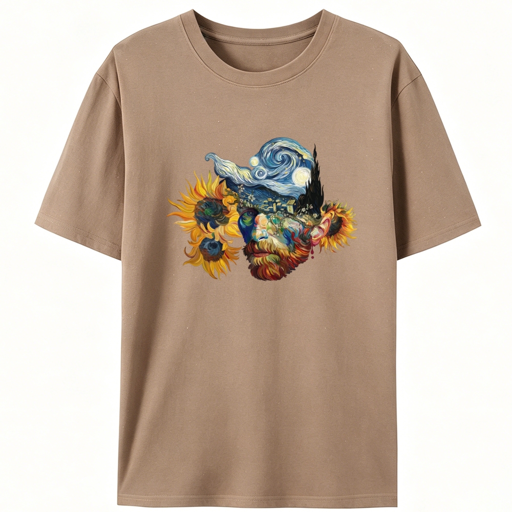 Van Gogh Starry Night & Sunflowers Designed for Women - Slim Fit Cotton Tee