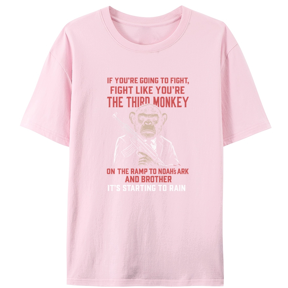 Fight Like the Third Monkey Hardcore Retro Designed for Women - Slim Fit Cotton Tee