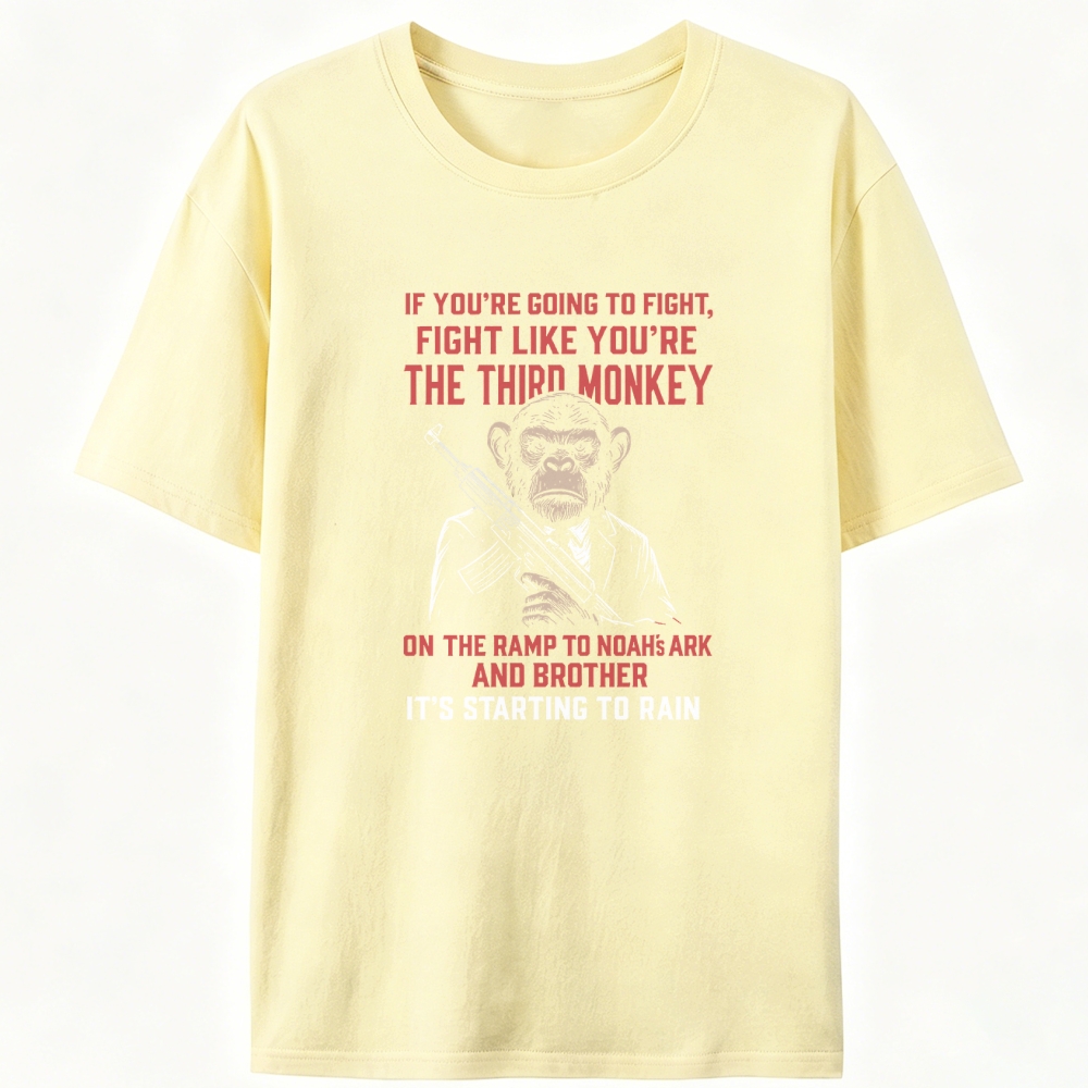Fight Like the Third Monkey Hardcore Retro Designed for Women - Slim Fit Cotton Tee