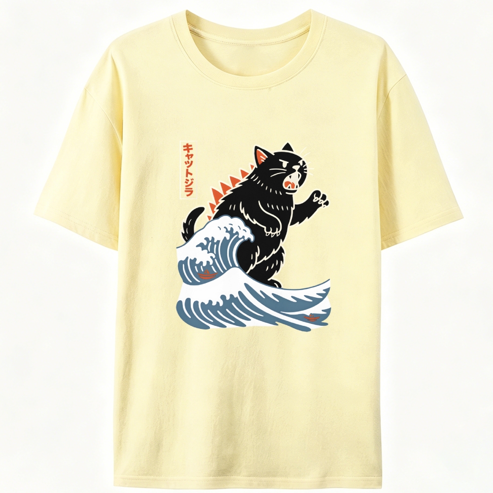 Catzilla Retro Designed for Women - Slim Fit Cotton Tee