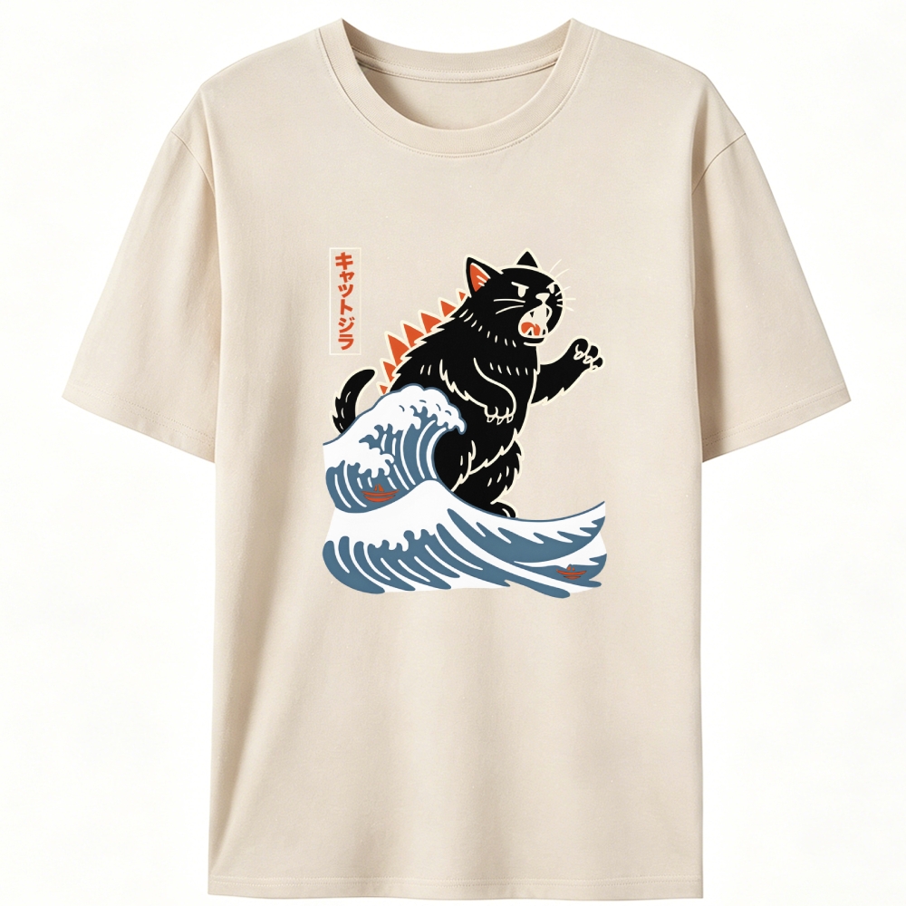 Catzilla Retro Designed for Women - Slim Fit Cotton Tee