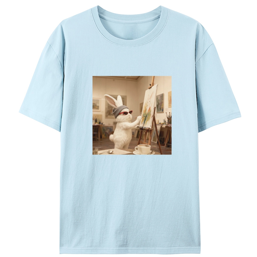 Artist Bunny Painting Self-Portrait Meme Retro Designed for Women - Slim Fit Cotton Tee
