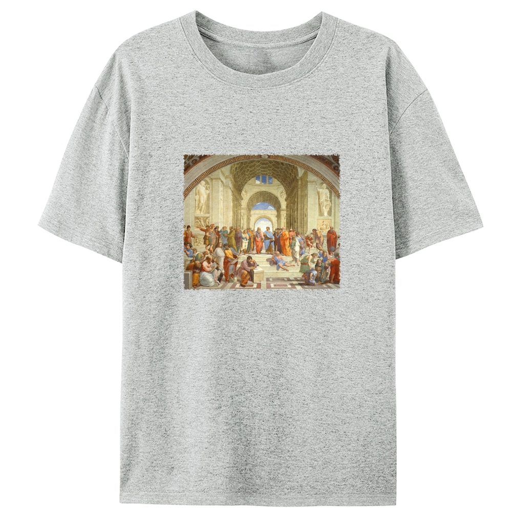 Raphael The School of Athens Art Print Graphic Designed for Women - Slim Fit Cotton Tee