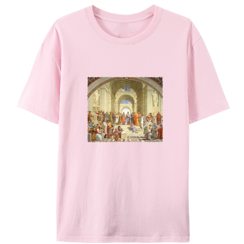 Raphael The School of Athens Art Print Graphic Designed for Women - Slim Fit Cotton Tee