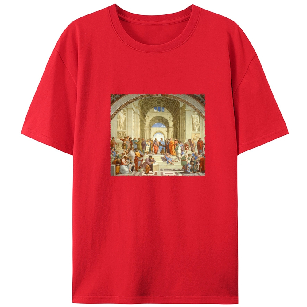 Raphael The School of Athens Art Print Graphic Designed for Women - Slim Fit Cotton Tee
