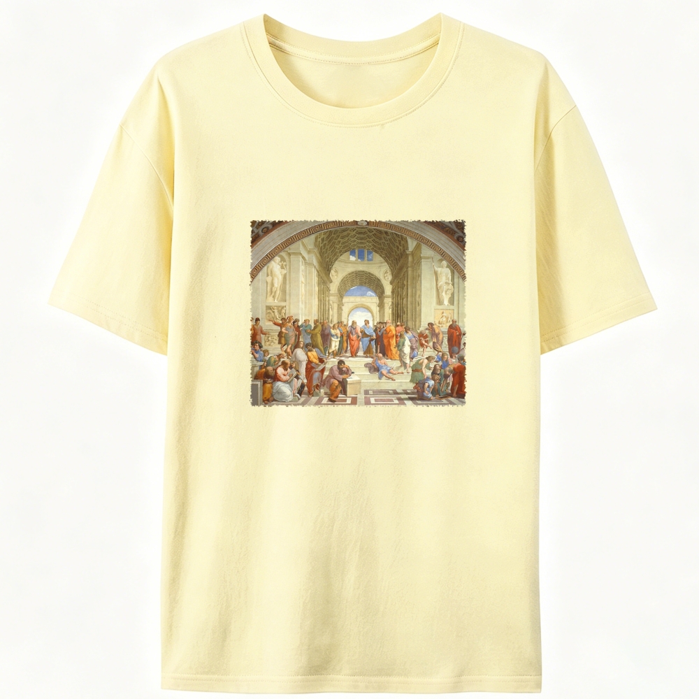 Raphael The School of Athens Art Print Graphic Designed for Women - Slim Fit Cotton Tee