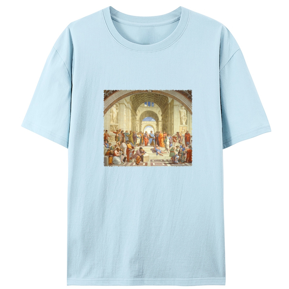 Raphael The School of Athens Art Print Graphic Designed for Women - Slim Fit Cotton Tee