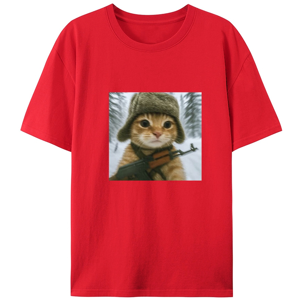 Armed Snow Cat Retro Designed for Women - Slim Fit Cotton Tee