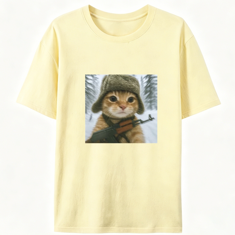 Armed Snow Cat Retro Designed for Women - Slim Fit Cotton Tee