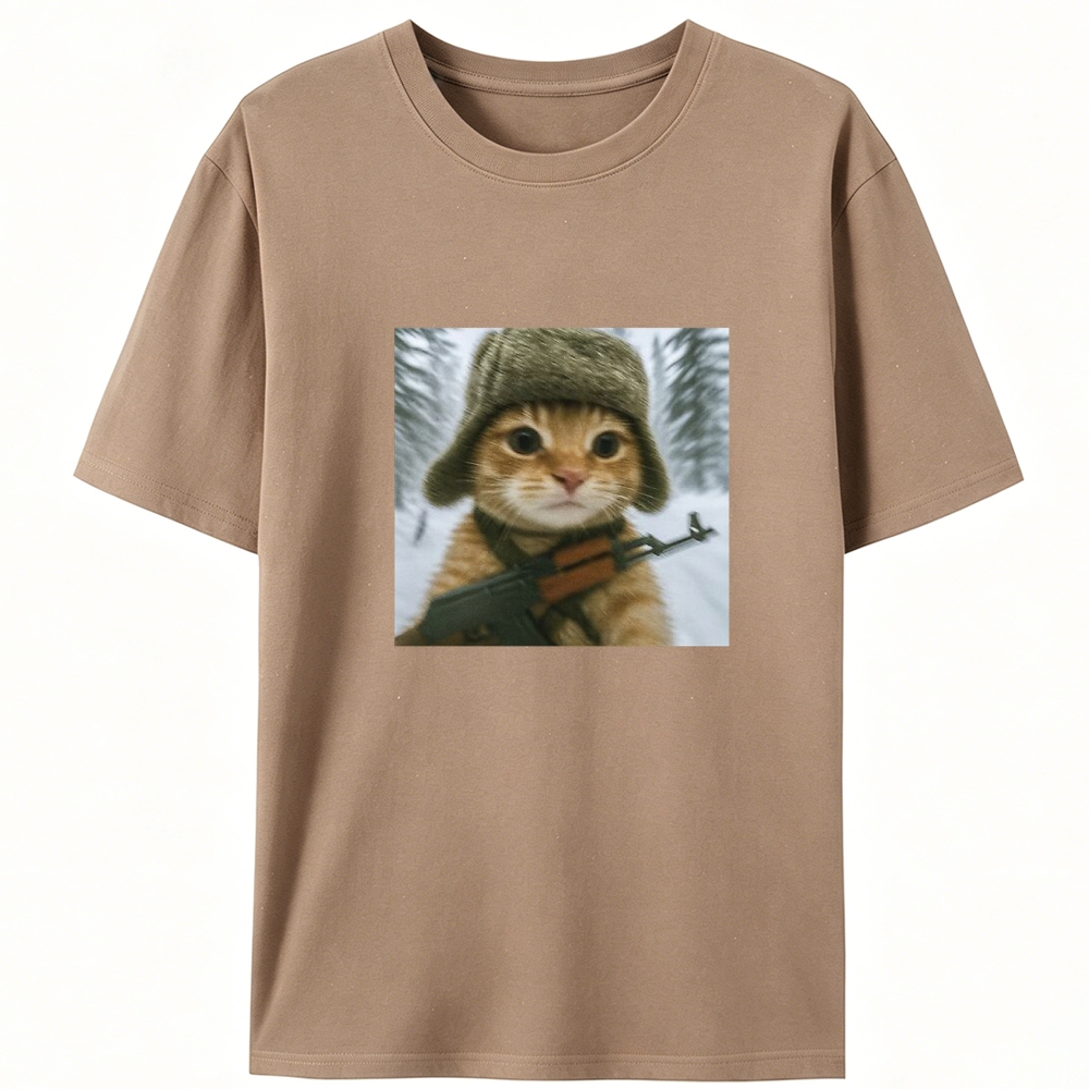 Armed Snow Cat Retro Designed for Women - Slim Fit Cotton Tee