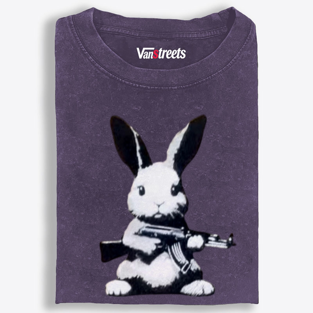 Armed Street Bunny Retro Washed T-Shirt | 100% Cotton | Streetwear Essential