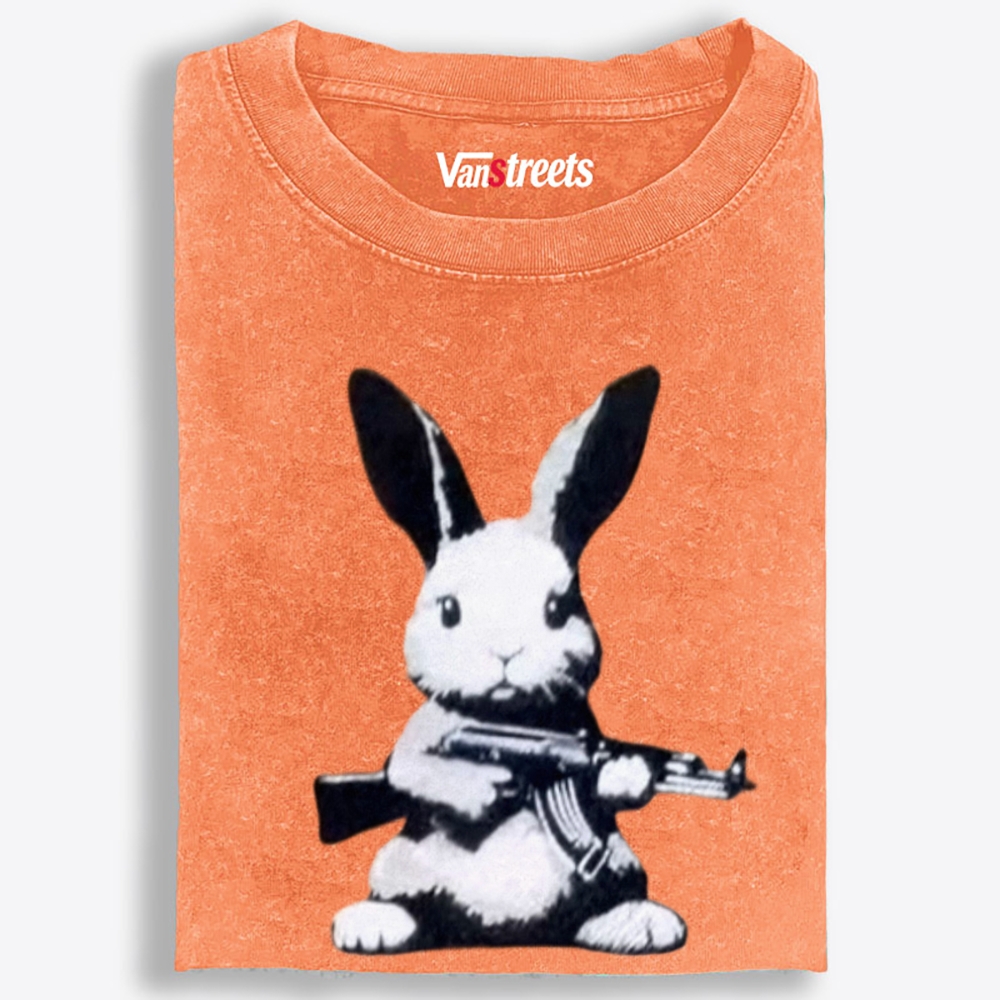 Armed Street Bunny Retro Washed T-Shirt | 100% Cotton | Streetwear Essential