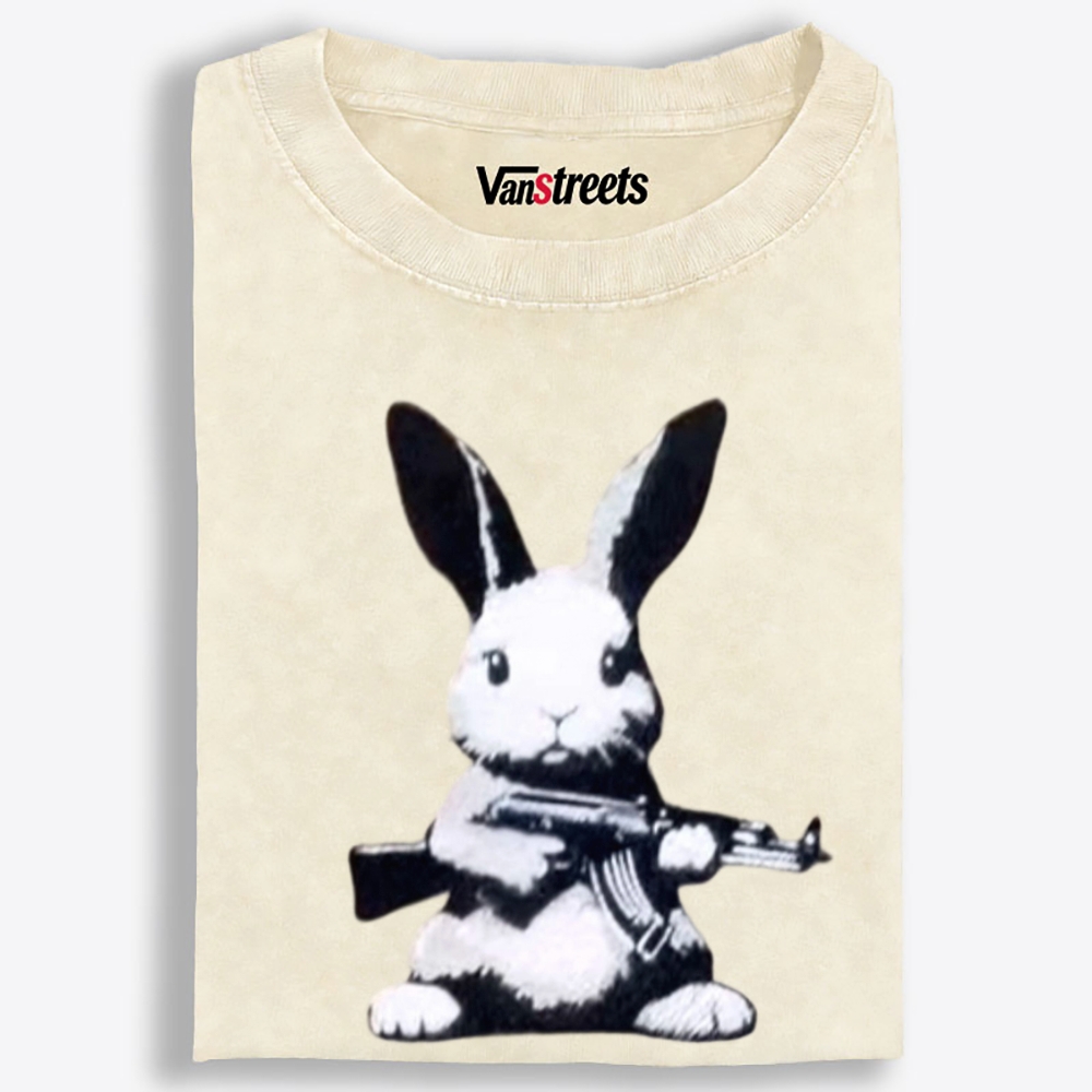 Armed Street Bunny Retro Washed T-Shirt | 100% Cotton | Streetwear Essential