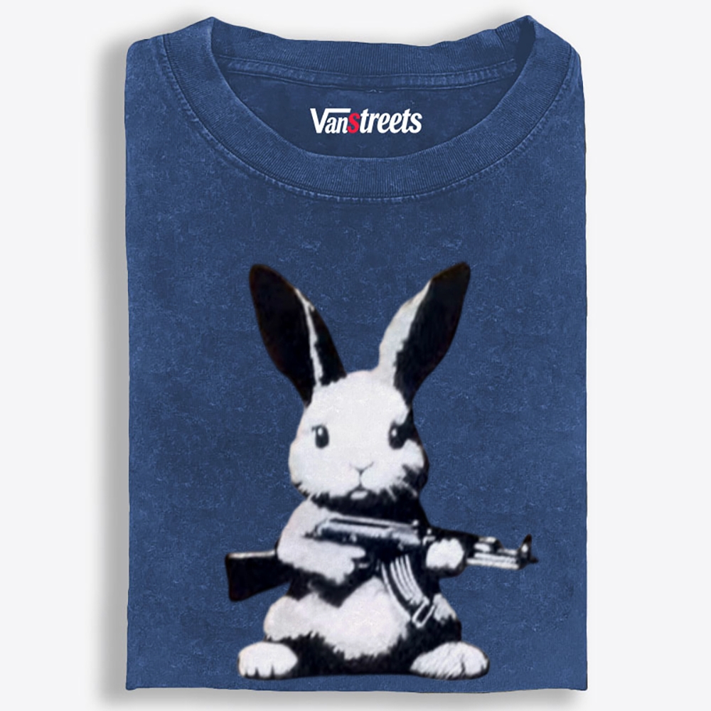 Armed Street Bunny Retro Washed T-Shirt | 100% Cotton | Streetwear Essential