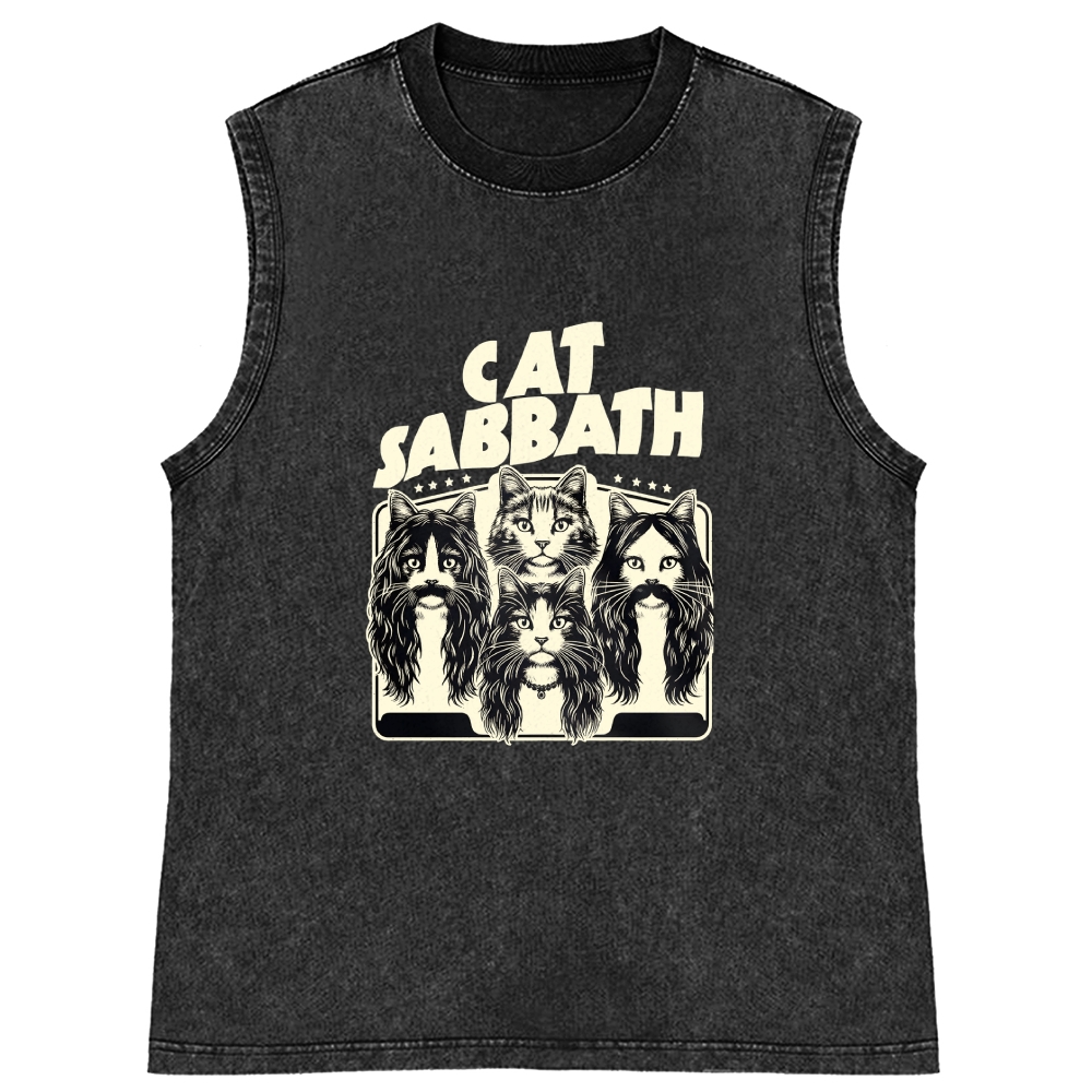 Cat Sabbath (Band Portrait) Retro Washed Tank Top