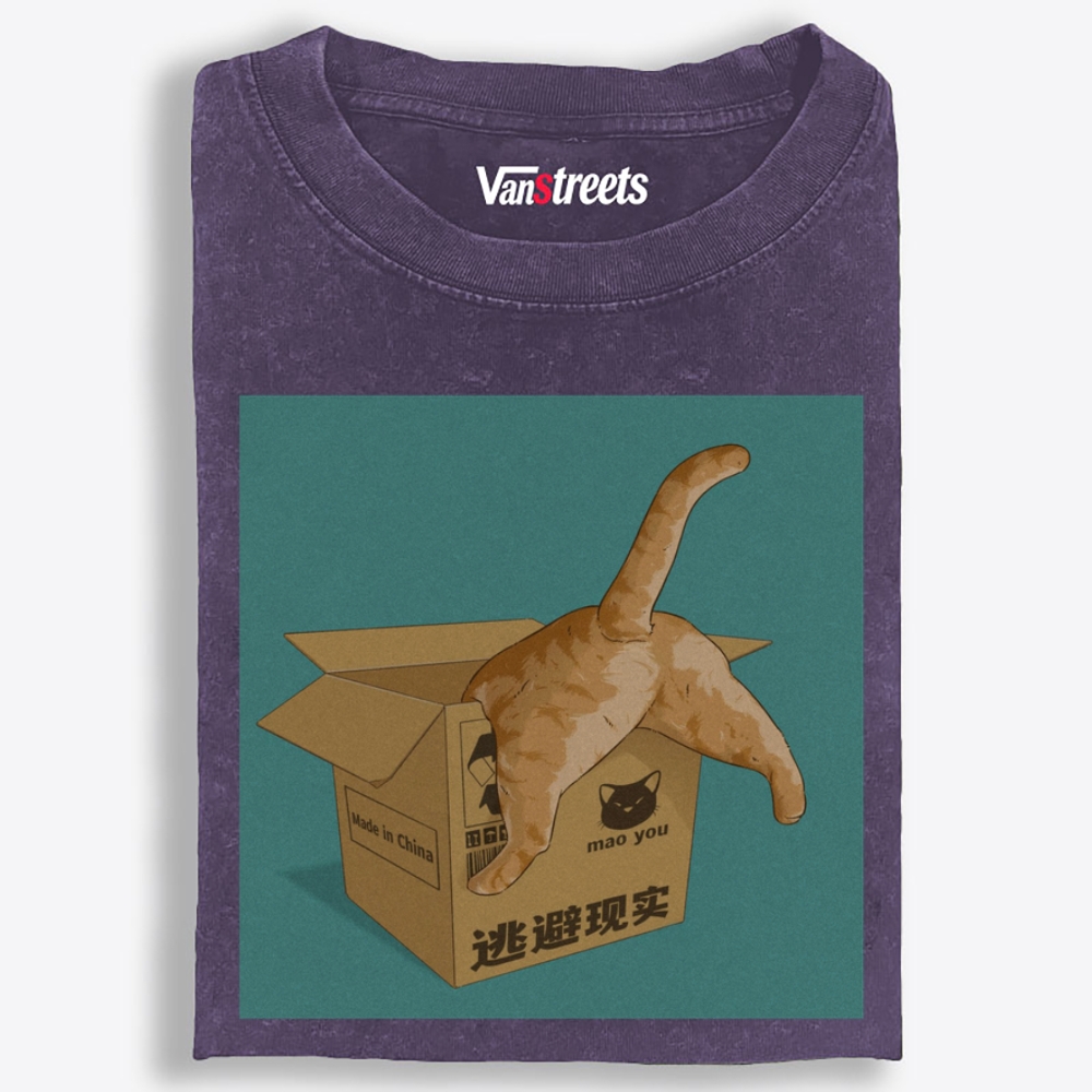 Cat's Escape Plan Retro Washed T-Shirt | 100% Cotton | Streetwear Essential
