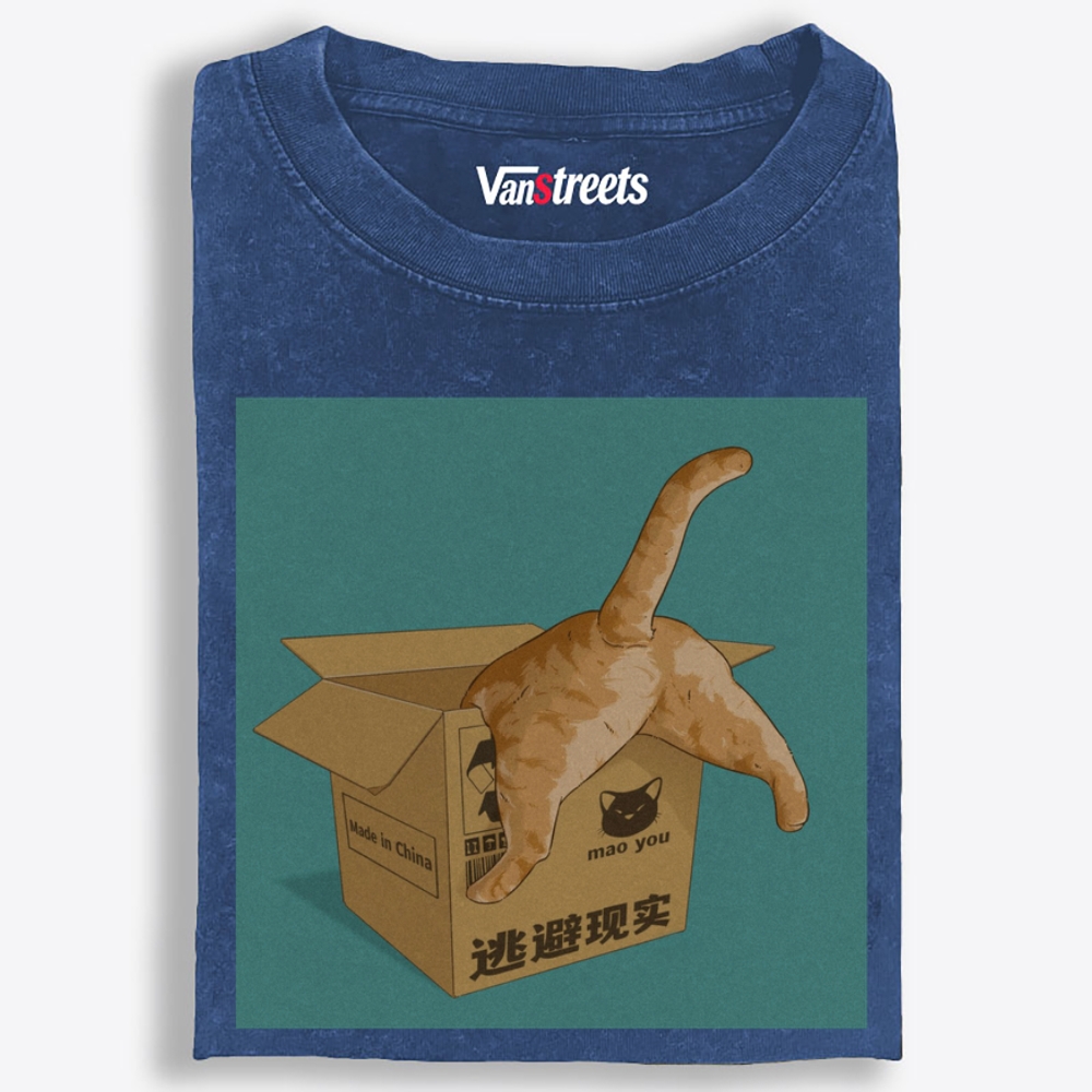 Cat's Escape Plan Retro Washed T-Shirt | 100% Cotton | Streetwear Essential