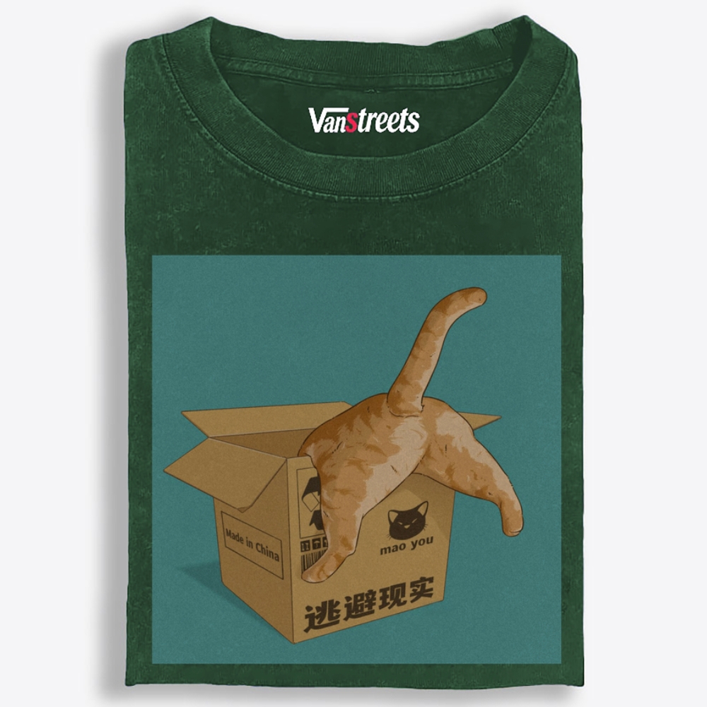 Cat's Escape Plan Retro Washed T-Shirt | 100% Cotton | Streetwear Essential