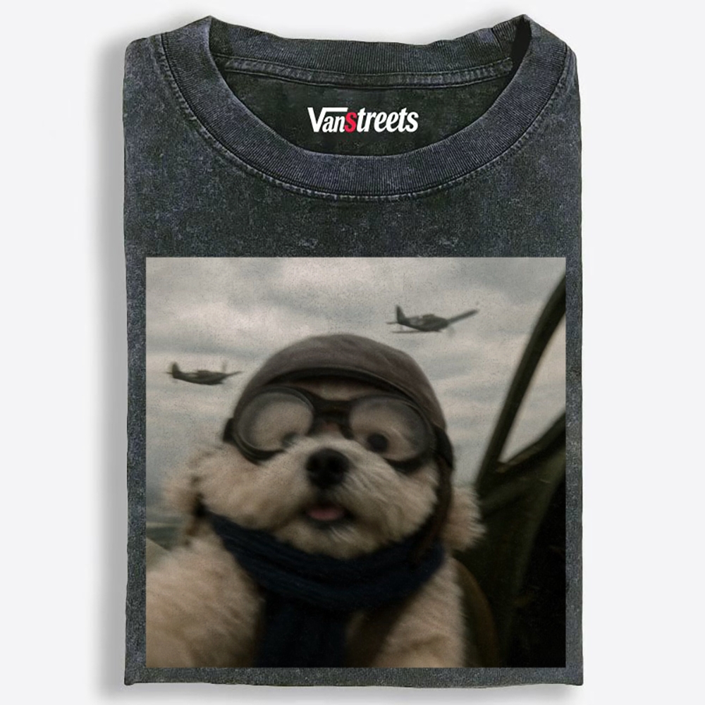 Ace Pilot Woof Retro Washed T-Shirt | 100% Cotton | Streetwear Essential