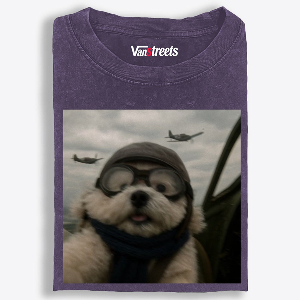 Ace Pilot Woof Retro Washed T-Shirt | 100% Cotton | Streetwear Essential