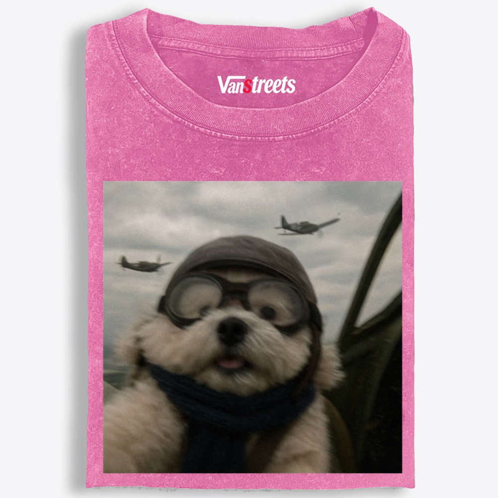 Ace Pilot Woof Retro Washed T-Shirt | 100% Cotton | Streetwear Essential
