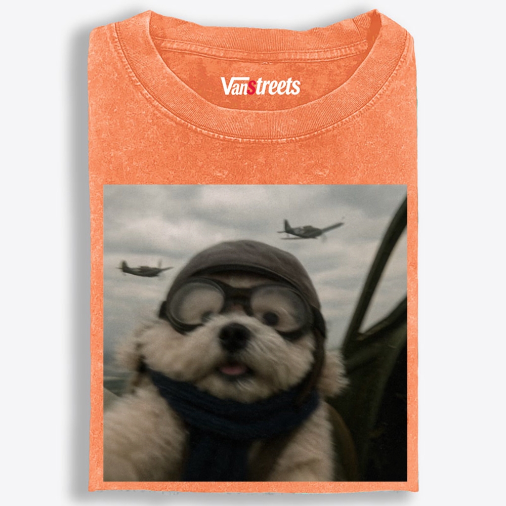 Ace Pilot Woof Retro Washed T-Shirt | 100% Cotton | Streetwear Essential