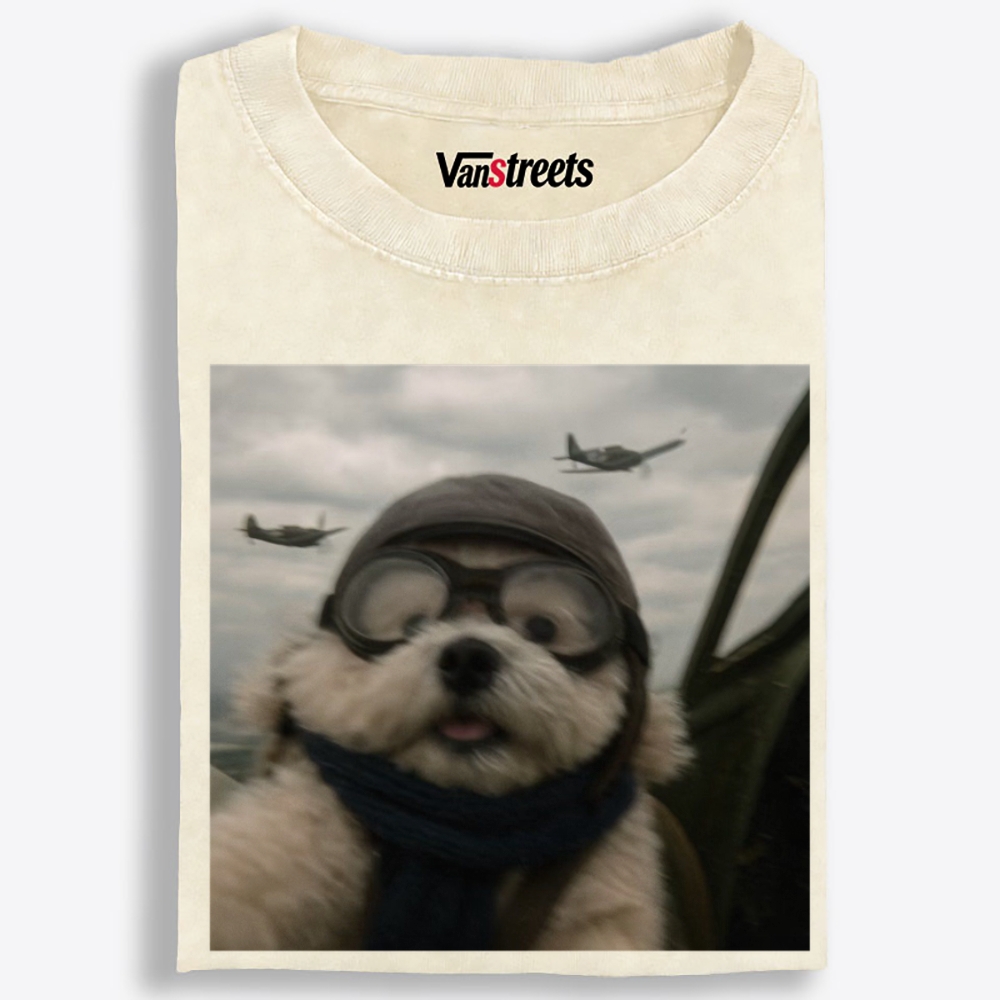 Ace Pilot Woof Retro Washed T-Shirt | 100% Cotton | Streetwear Essential