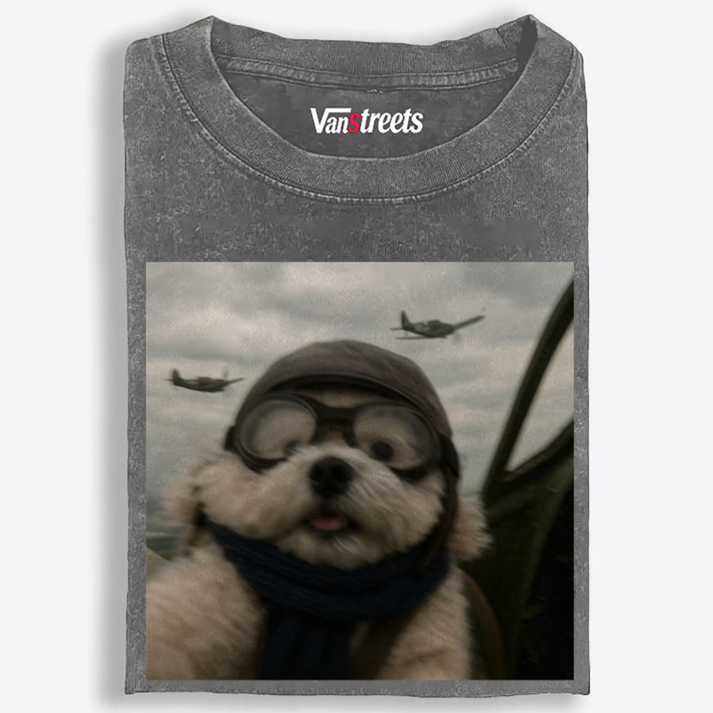 Ace Pilot Woof Retro Washed T-Shirt | 100% Cotton | Streetwear Essential