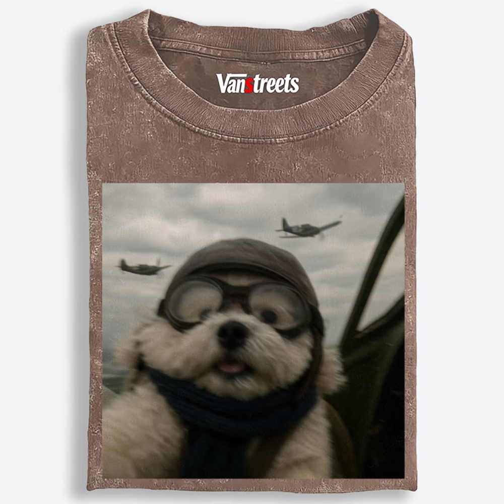Ace Pilot Woof Retro Washed T-Shirt | 100% Cotton | Streetwear Essential