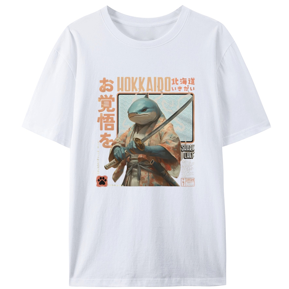 Hokkaido Shark Samurai Retro Designed for Women - Slim Fit Cotton Tee