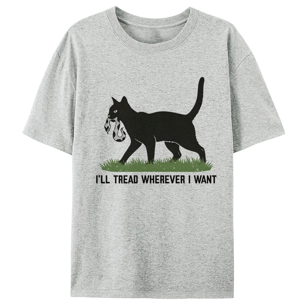 Black Cat vs Snake "I'll Tread Wherever I Want" Retro Designed for Women - Slim Fit Cotton Tee