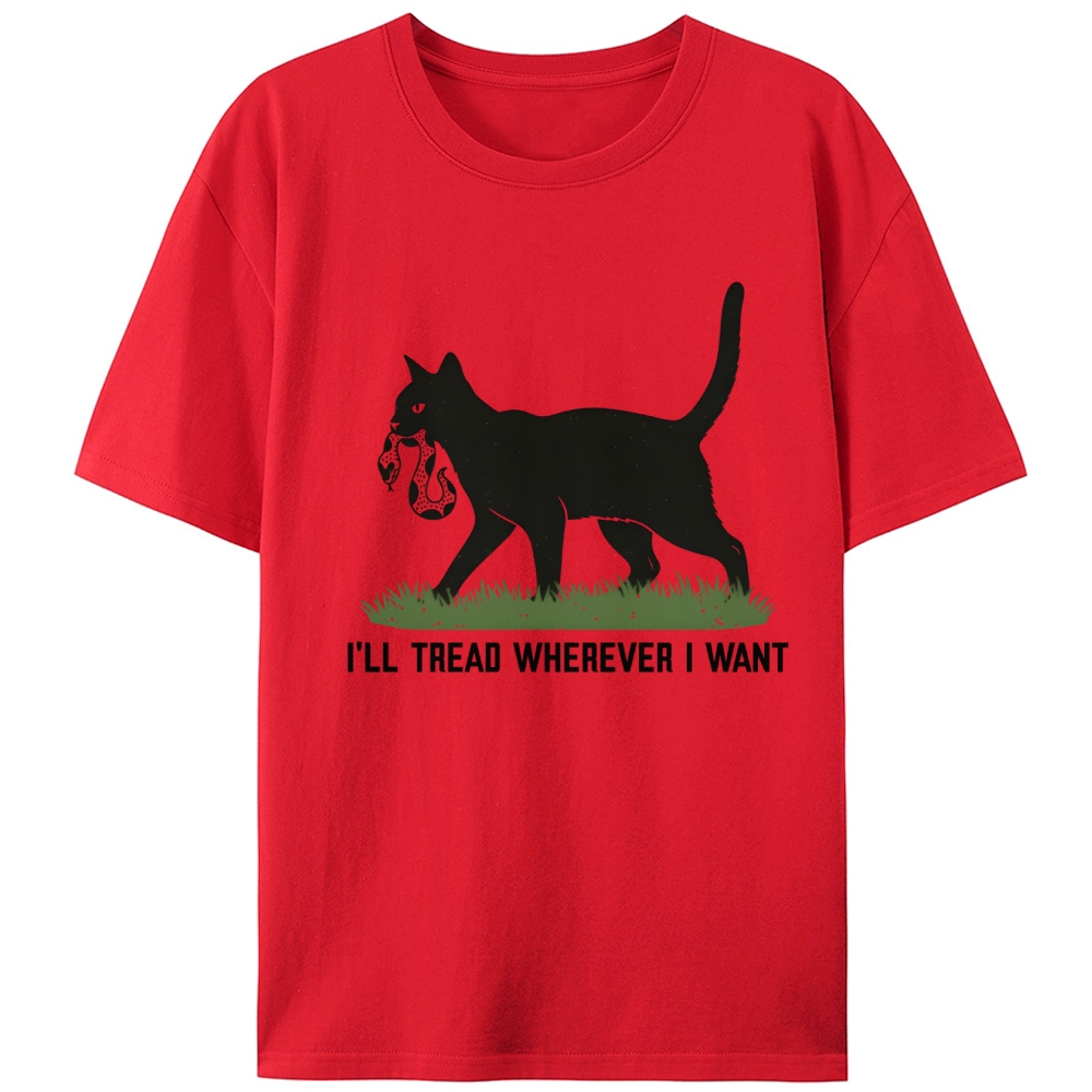 Black Cat vs Snake "I'll Tread Wherever I Want" Retro Designed for Women - Slim Fit Cotton Tee