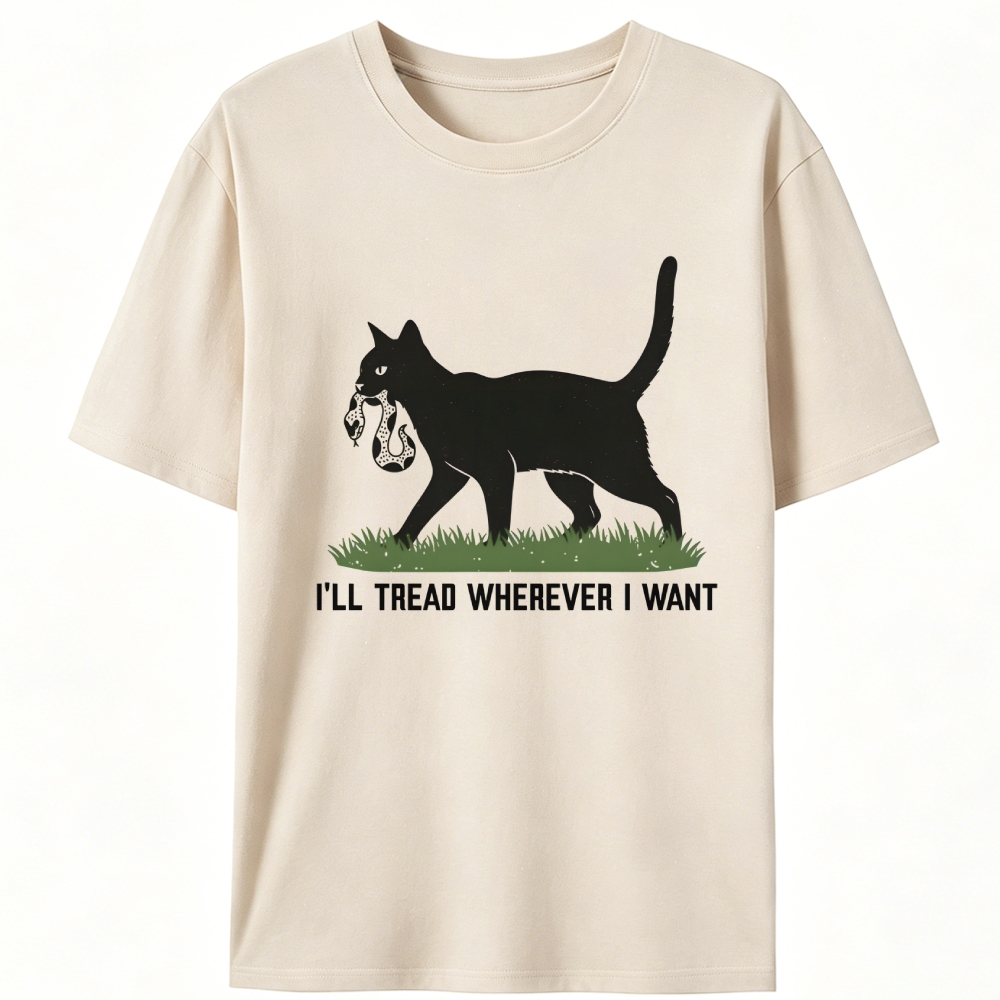 Black Cat vs Snake "I'll Tread Wherever I Want" Retro Designed for Women - Slim Fit Cotton Tee