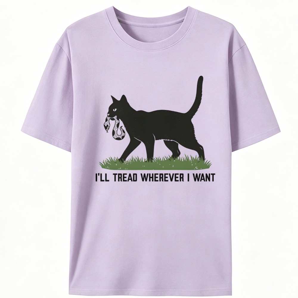 Black Cat vs Snake "I'll Tread Wherever I Want" Retro Designed for Women - Slim Fit Cotton Tee