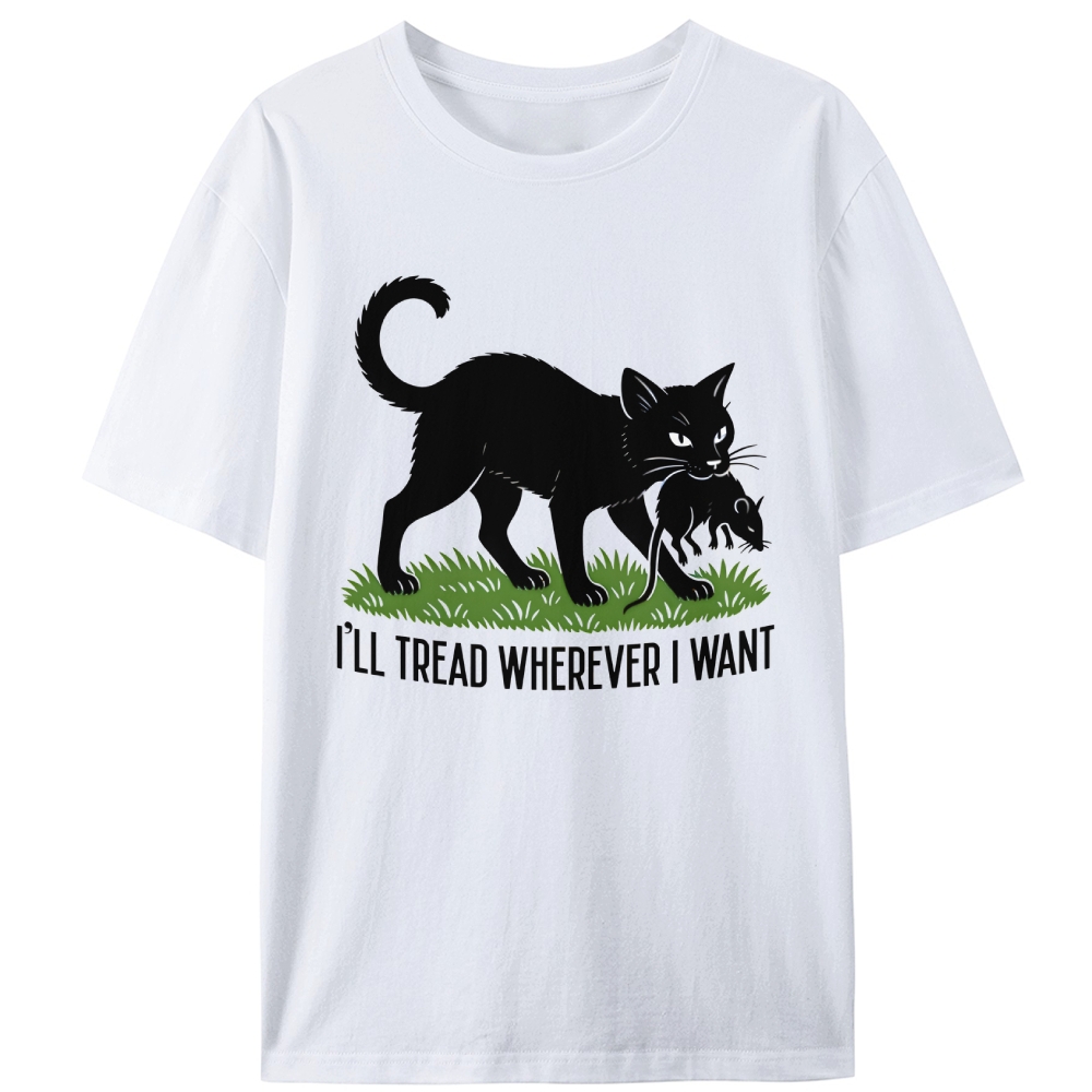 Black Cat vs Mouse Retro Designed for Women - Slim Fit Cotton Tee