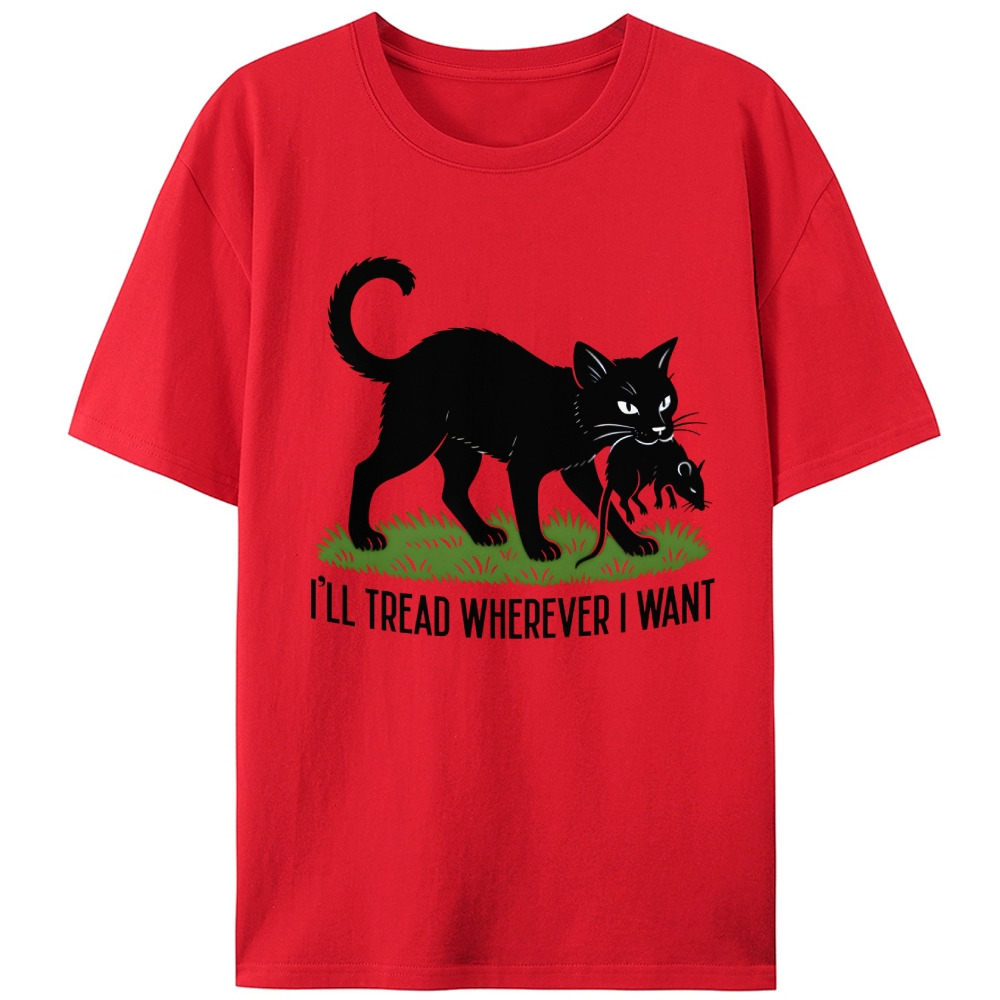 Black Cat vs Mouse Retro Designed for Women - Slim Fit Cotton Tee