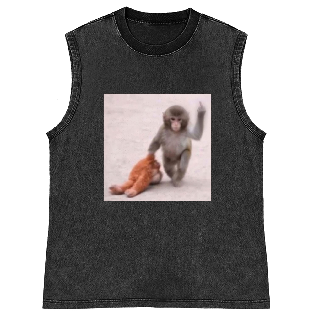 Punch-kun Monkey Meme Graphic Retro Washed Tank Top