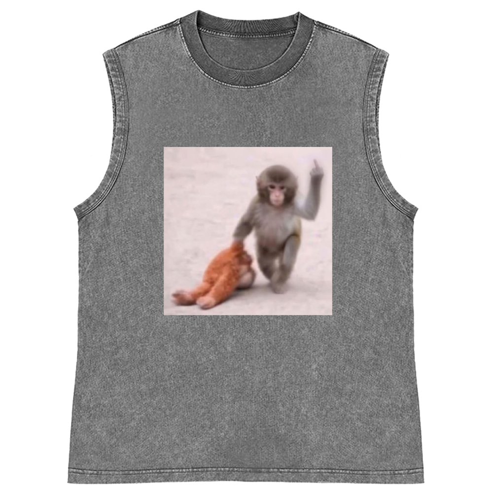 Punch-kun Monkey Meme Graphic Retro Washed Tank Top
