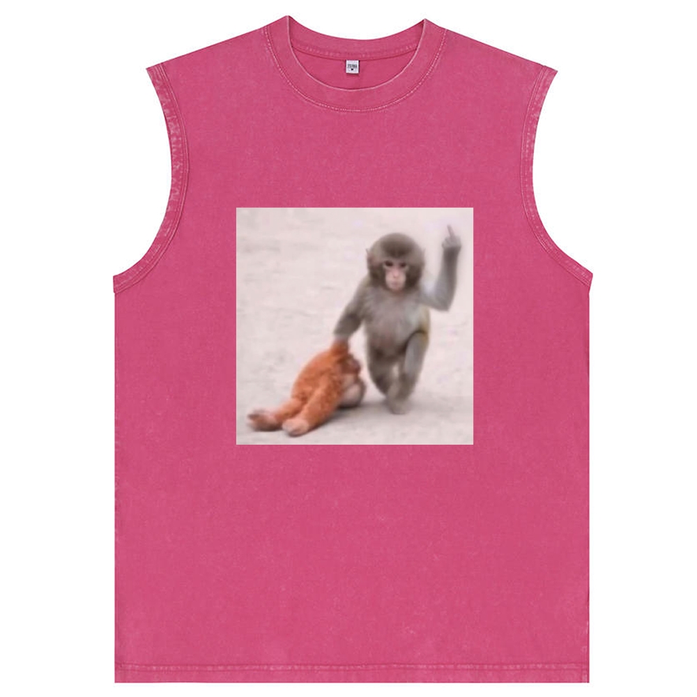 Punch-kun Monkey Meme Graphic Retro Washed Tank Top