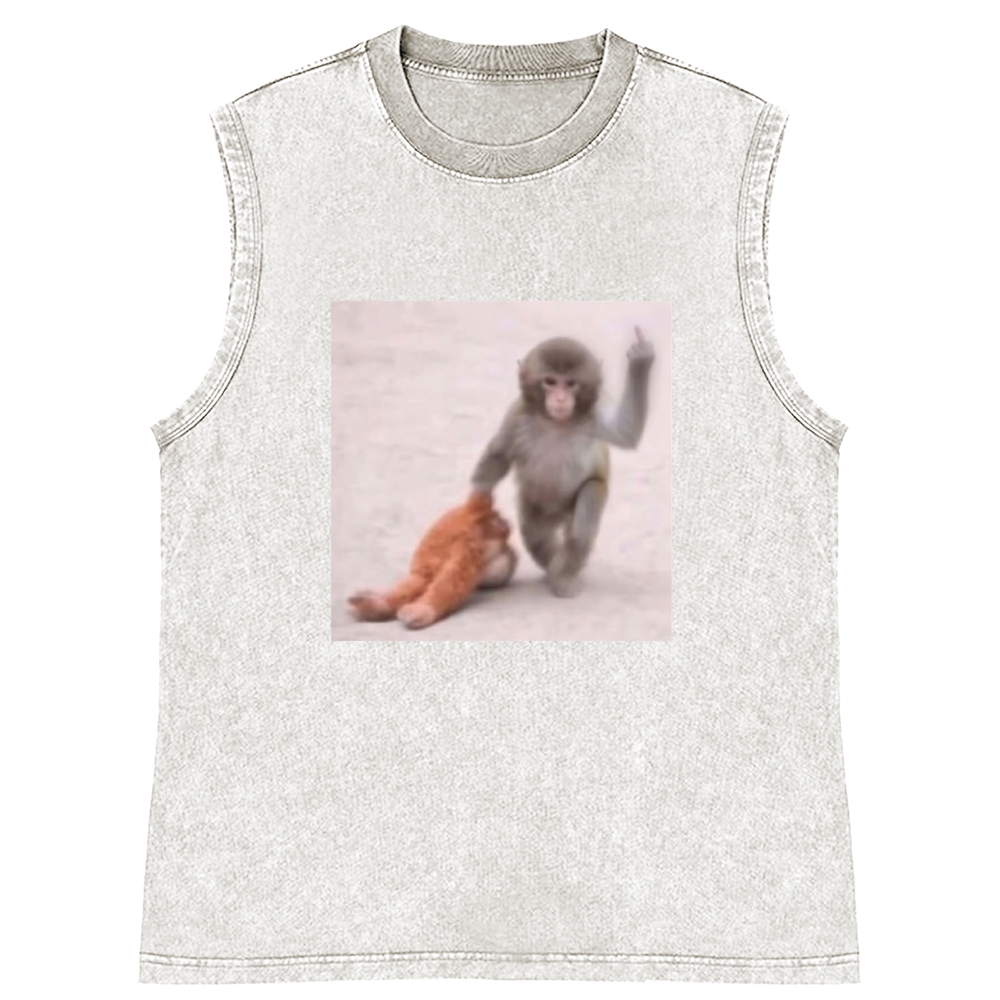 Punch-kun Monkey Meme Graphic Retro Washed Tank Top