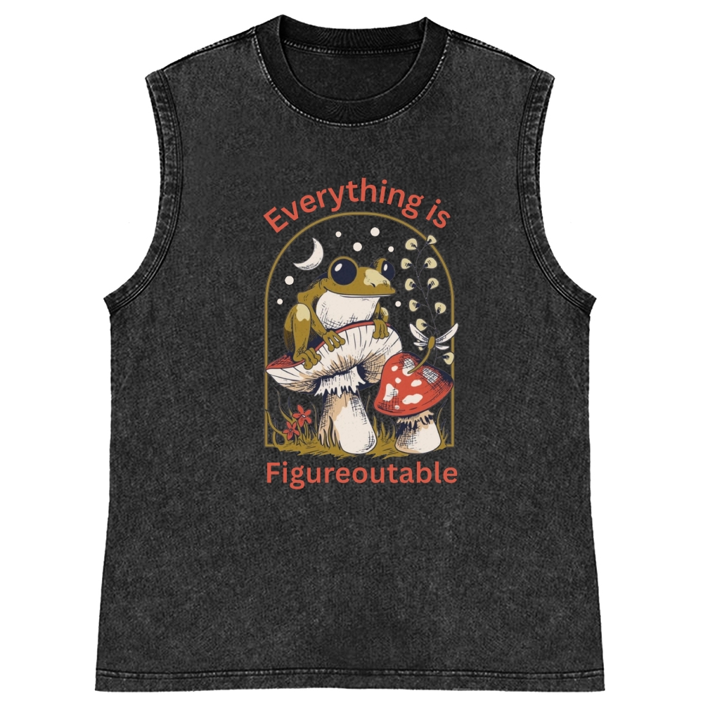 Everything Is Figureoutable Frog Retro Washed Tank Top