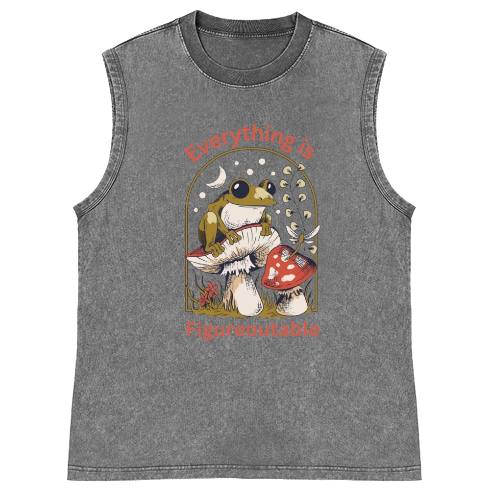 Everything Is Figureoutable Frog Retro Washed Tank Top
