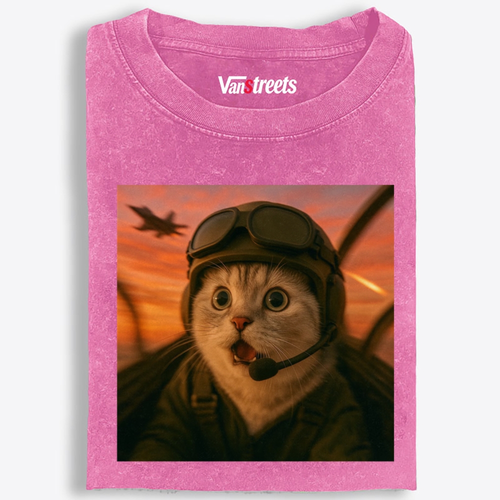 Shock Meow Retro Washed T-Shirt | 100% Cotton | Streetwear Essential