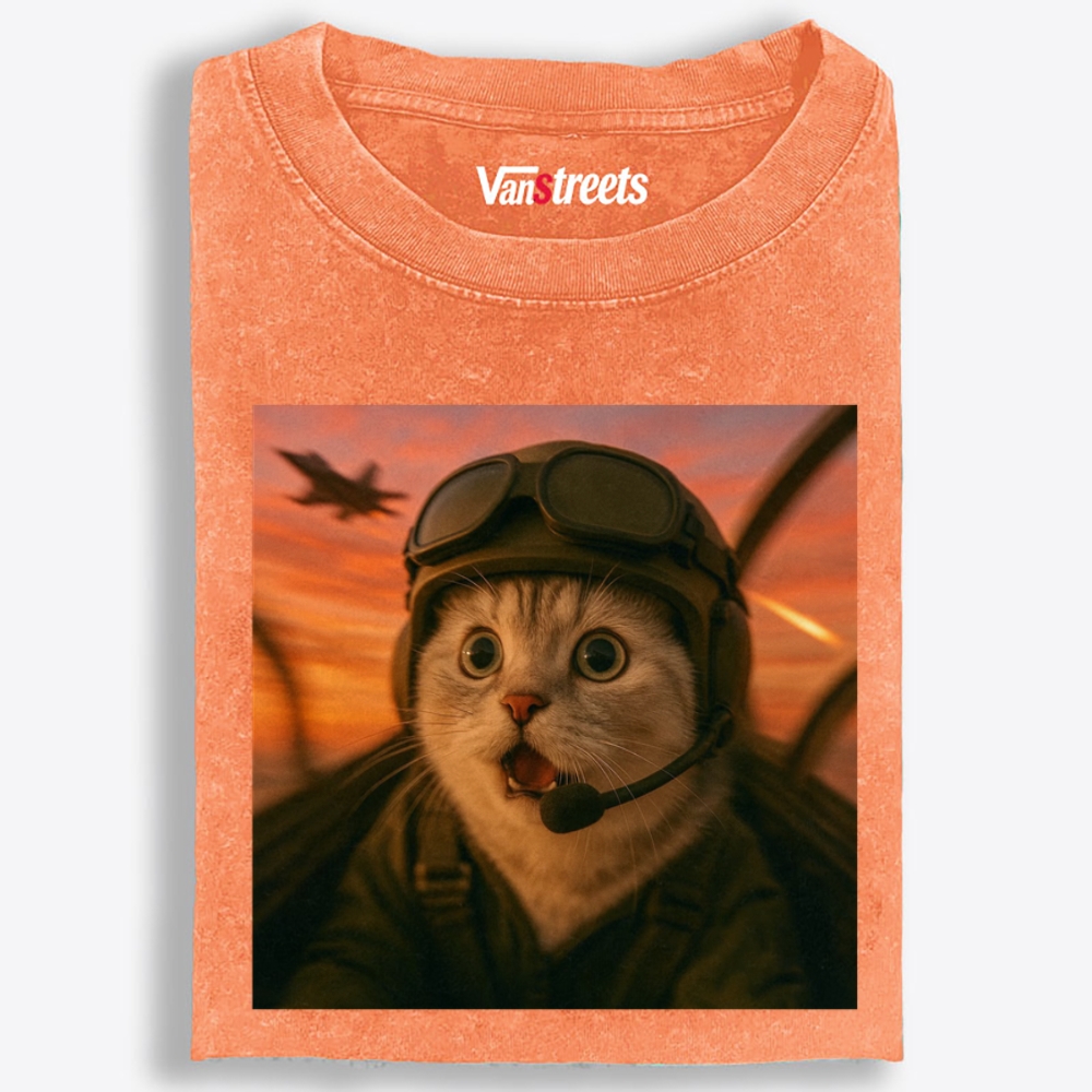 Shock Meow Retro Washed T-Shirt | 100% Cotton | Streetwear Essential