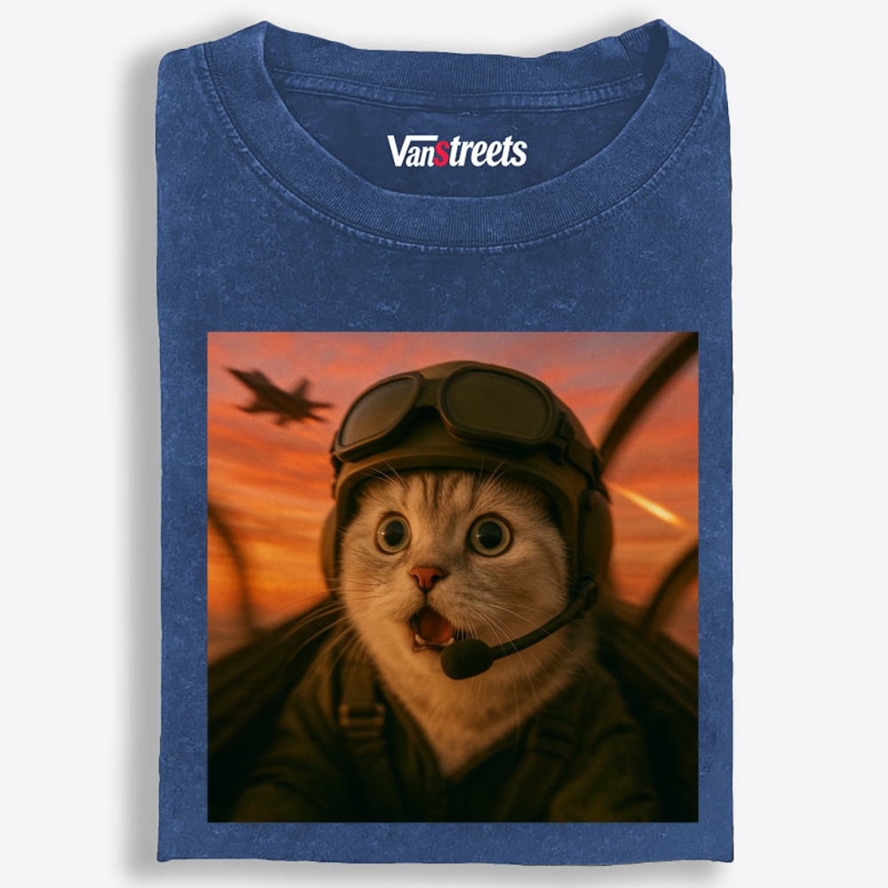 Shock Meow Retro Washed T-Shirt | 100% Cotton | Streetwear Essential