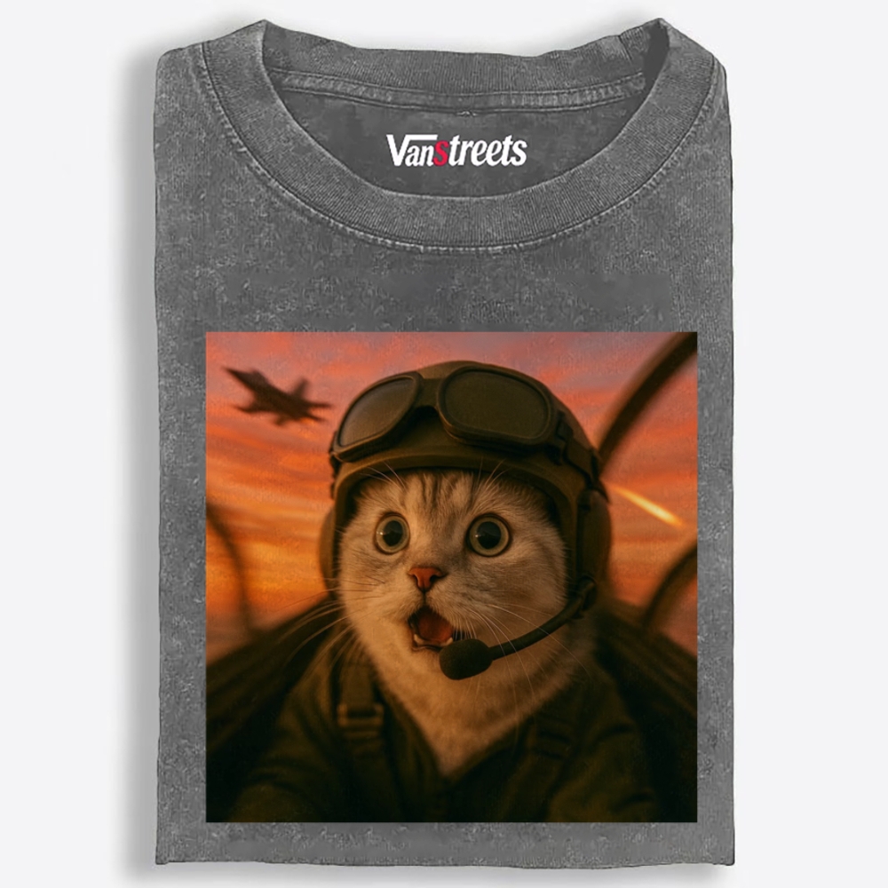 Shock Meow Retro Washed T-Shirt | 100% Cotton | Streetwear Essential