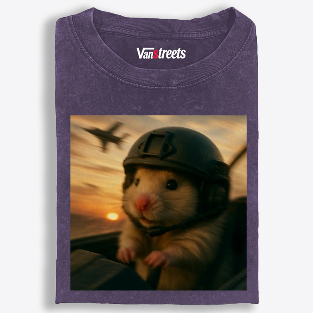 Airborne Hamster Retro Washed T-Shirt | 100% Cotton | Streetwear Essential