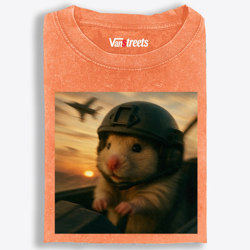 Airborne Hamster Retro Washed T-Shirt | 100% Cotton | Streetwear Essential