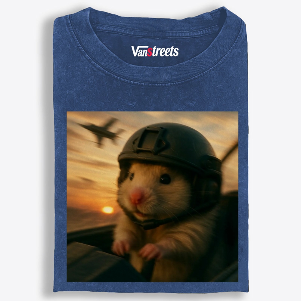 Airborne Hamster Retro Washed T-Shirt | 100% Cotton | Streetwear Essential